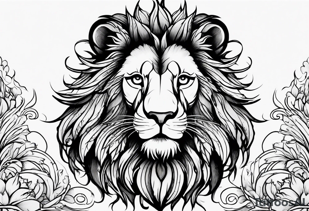 Feather lion tattoo idea