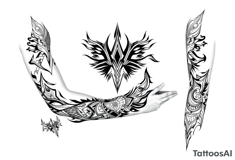shaman style mytical bold line tattoo idea