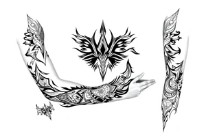 shaman style mytical bold line tattoo idea