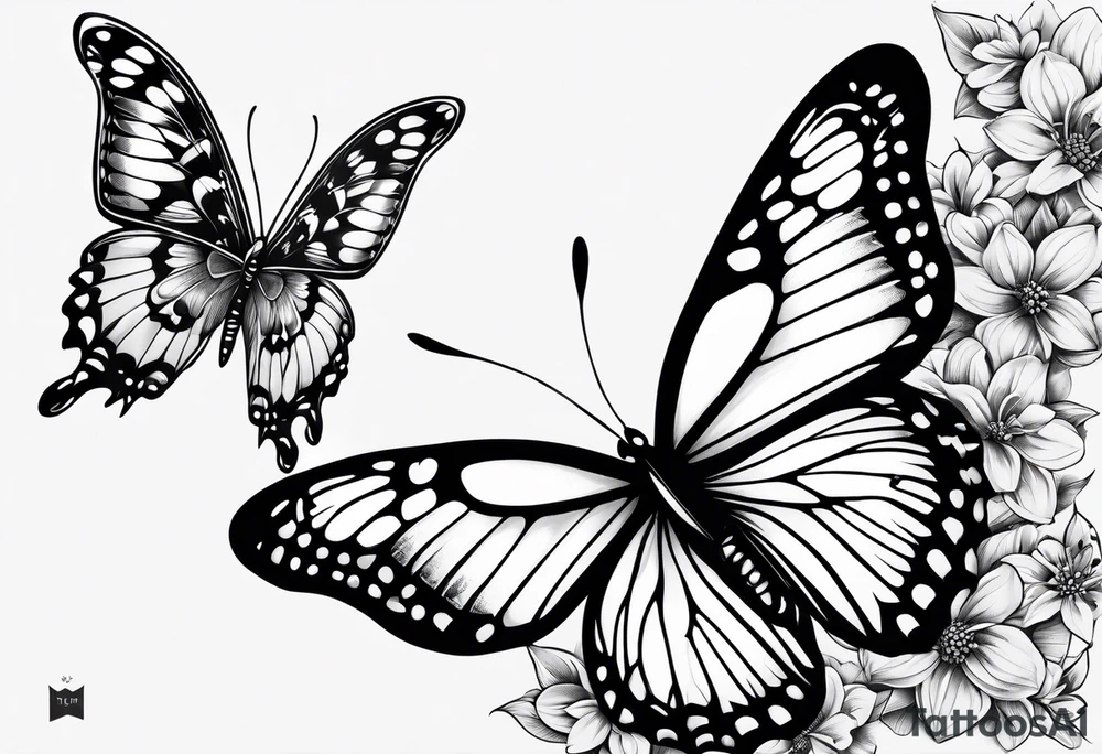 one butterfly and one moth next to each other small tattoo idea