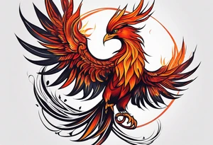 Proud Strong red orange phoenix tattoo idea