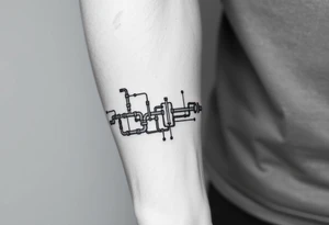 long System of pipes that transitions and transforms into veins of forearm tattoo idea