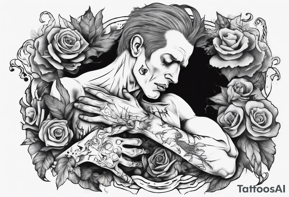 Man mourning the death of his former self. tattoo idea