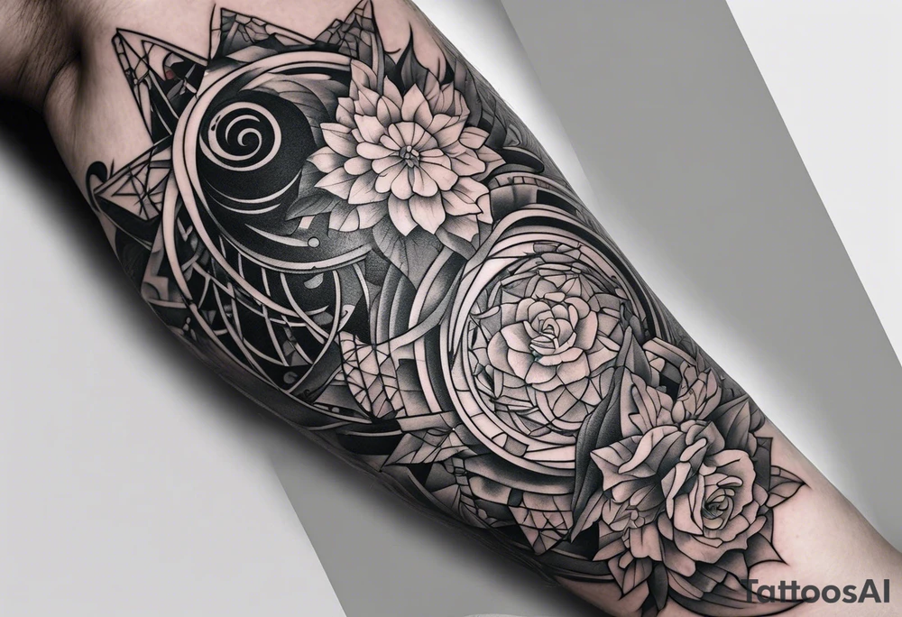 extreme fragmented detangled pain arm tattoo idea