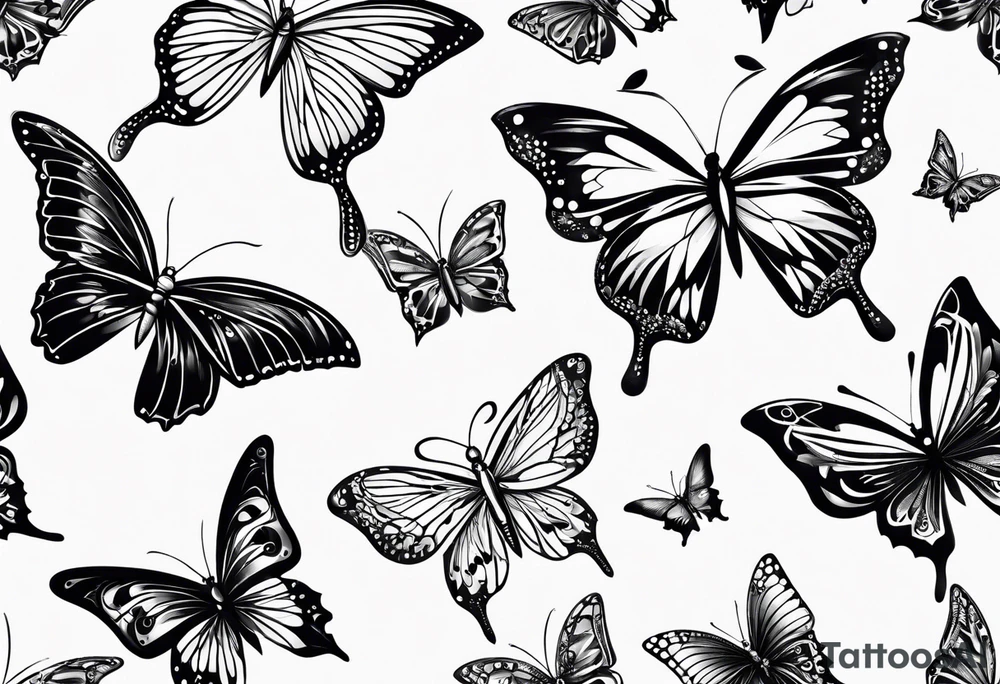 Butterflys around knife tattoo idea
