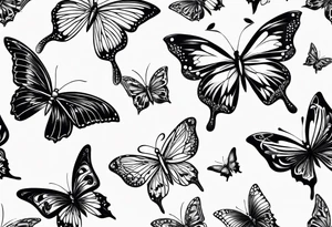 Butterflys around knife tattoo idea