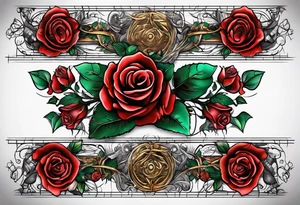 Blend roses and digital circuitry for an arm sleeve tattoo idea