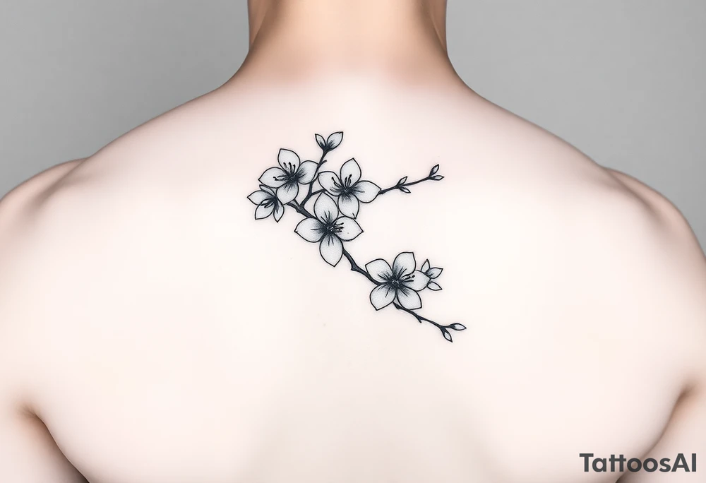 Feminine cherry blossoms thigh tattoo idea
