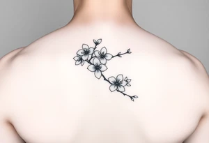 Feminine cherry blossoms thigh tattoo idea