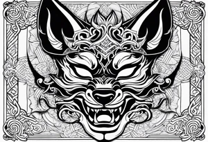 Half kitsune half oni kistune mask tatoo tattoo idea