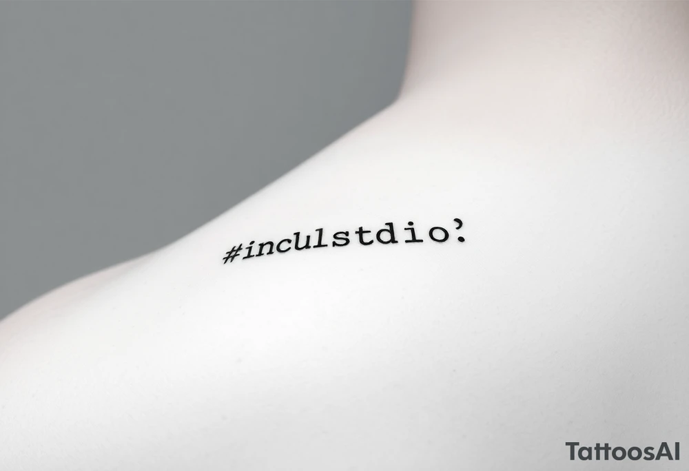 Minimalist black tattoo of the text "#include <stdio.h>" on a human wrist. Clean monospace font (programming style), thin lines, sharp and precise lettering. No colors, only solid black ink. Realistic skin texture, natural wrist curvature, subtle lighting. Simple and elegant composition, no additional elements or decorations. Focus on clarity and readability of the code text. tattoo idea