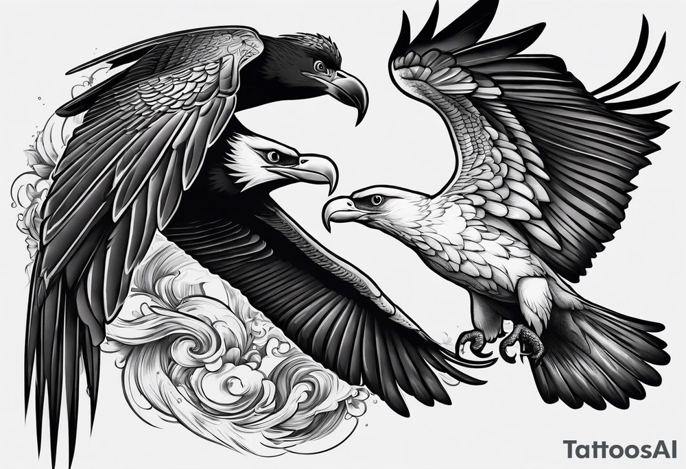 Frigate bird and osprey fighting tattoo idea