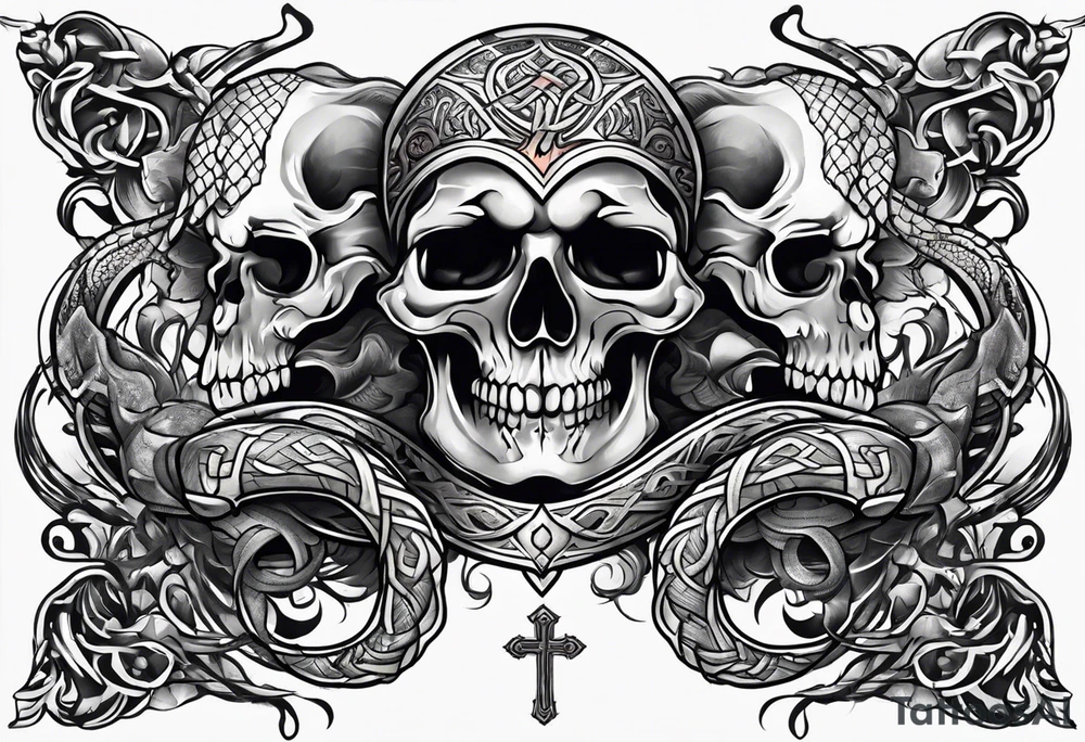 Cross and serpent tattoo idea
