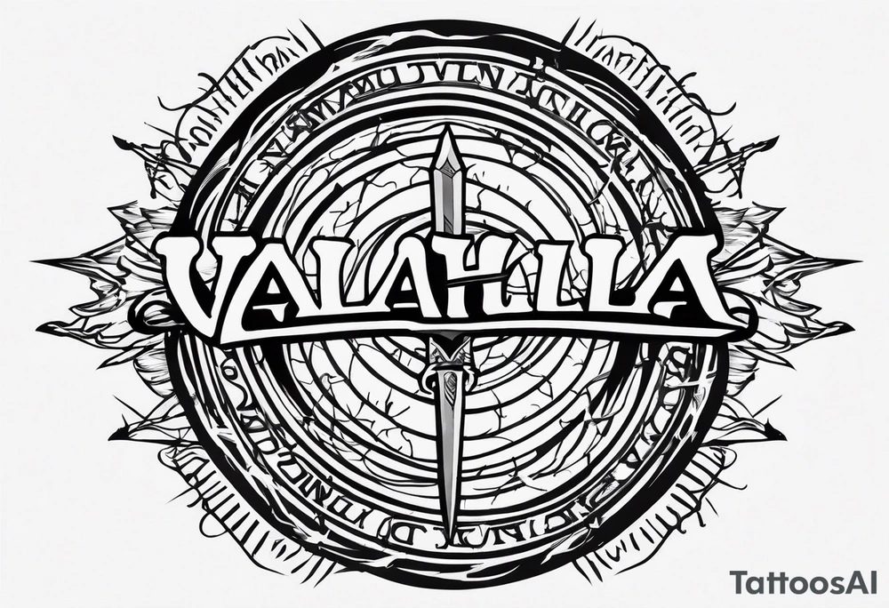 Valhalla sword shield barb wire tattoo idea