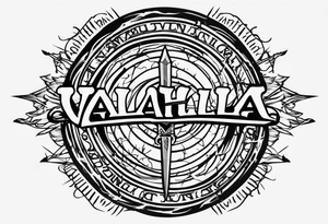 Valhalla sword shield barb wire tattoo idea