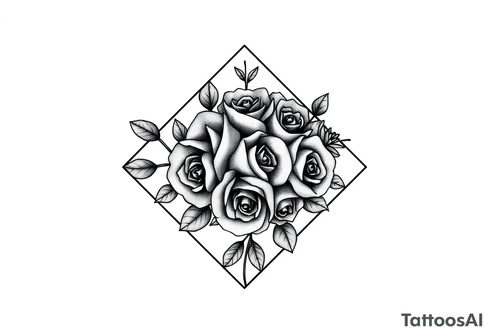 Small Roses filling up the inside of an lateral diamond shape tattoo idea