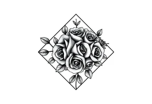 Small Roses filling up the inside of an lateral diamond shape tattoo idea