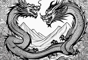 vietnamese patterns, black and white, full back, include a dragon along the spine tattoo idea