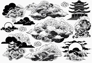 Japanese cloud with gojo anime tattoo idea