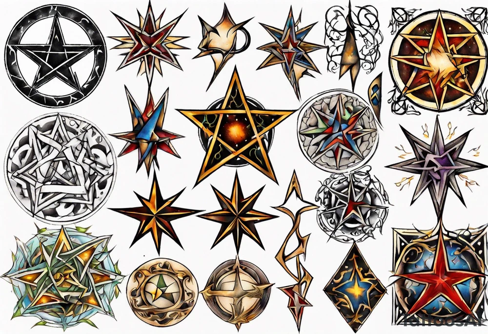 pentangle vertical tattoo idea