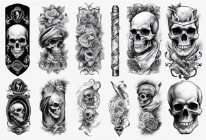 men’s arm sleeve, the name Peters, jack of all trades, without skull tattoo idea