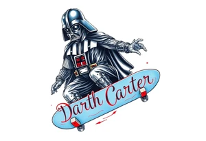 Darth Vader skateboarding >
blue & red
skateboard say "Darth Carter"
12/29/88-01/06/24 tattoo idea