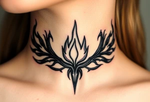 A realistic Dauntless flame symbol, surrounded by swirling embers representing sci fi movie Divergent tattoo idea