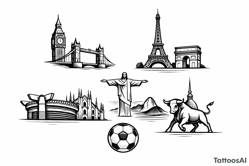 Minimal locations of football teams tattoo idea