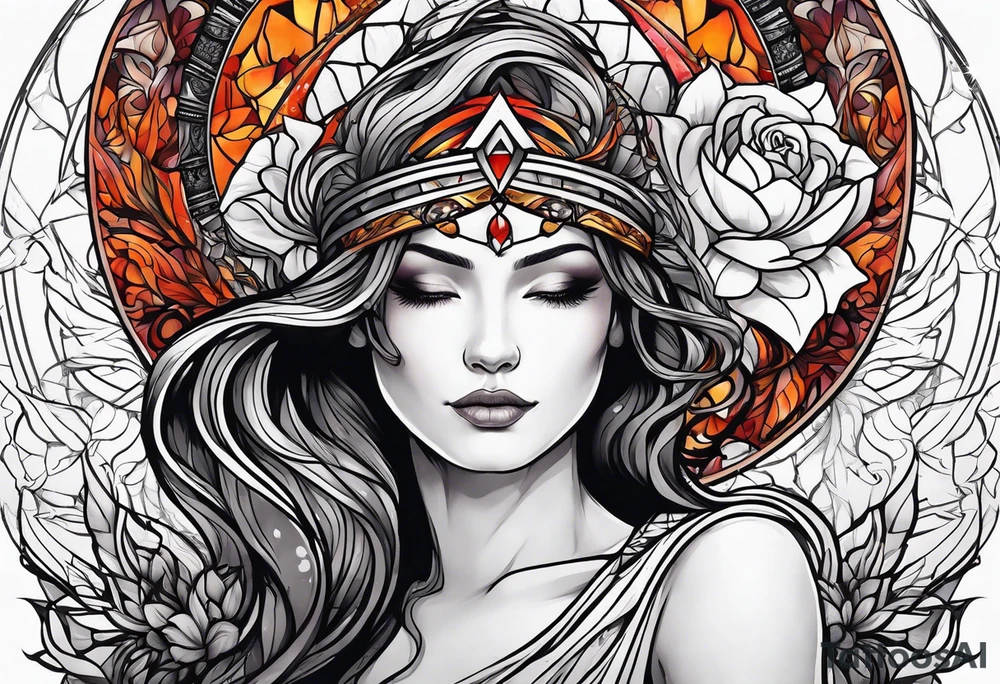Resurrection Beautiful woman rising from her dead self to inner peace and self-love tattoo idea