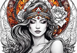 Resurrection Beautiful woman rising from her dead self to inner peace and self-love tattoo idea