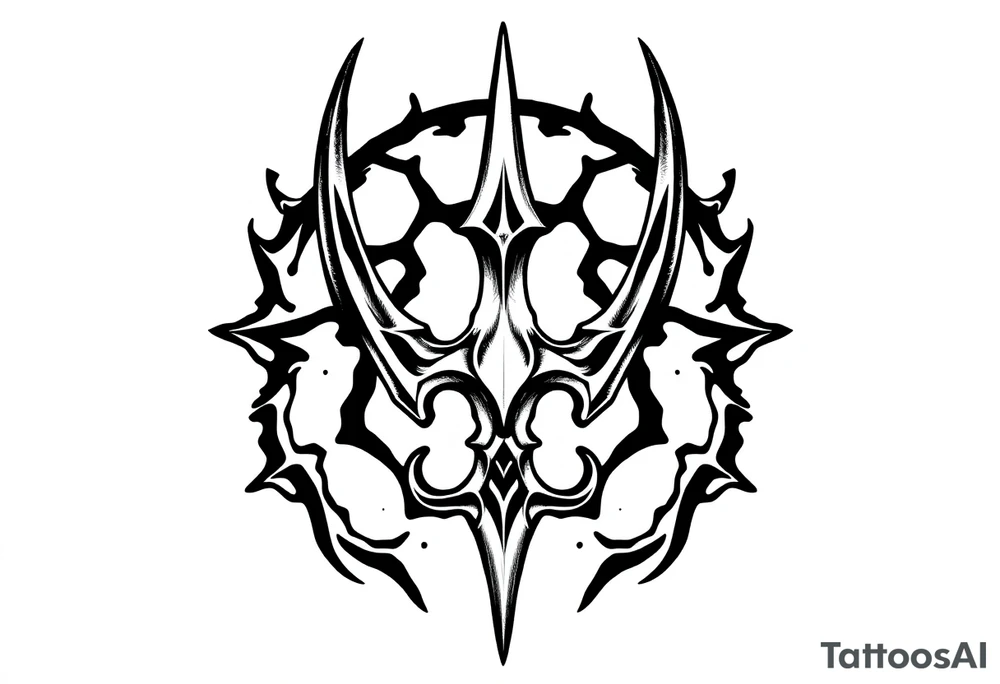 trident with cool background tattoo idea