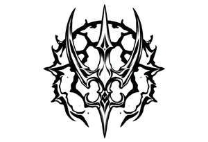 trident with cool background tattoo idea