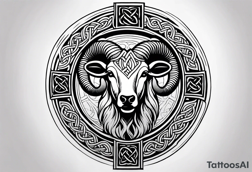 Aries sign and Celtic Cross tattoo idea
