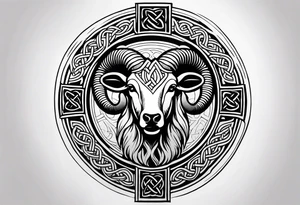 Aries sign and Celtic Cross tattoo idea