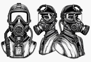 Gas mask x-ray skelton with body make it look masculine and scary and medical field tattoo idea