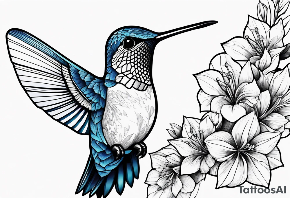 Hummingbird that looks like a blueprint tattoo idea