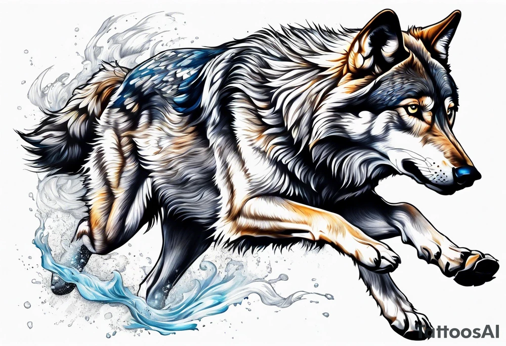 Wolf running tattoo idea