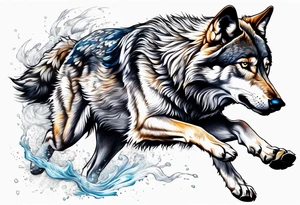 Wolf running tattoo idea