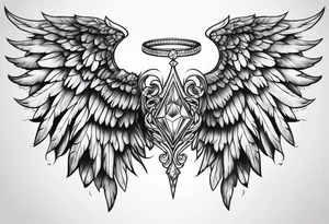 Diamond angel wings tattoo idea