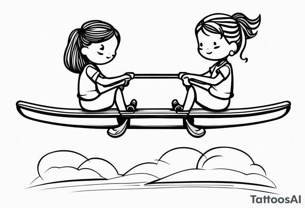 Two girls on a teeter totter tattoo idea