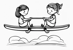 Two girls on a teeter totter tattoo idea
