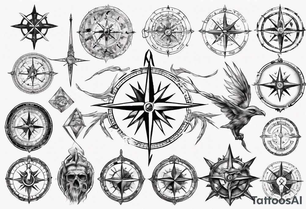 skyrim style compass tattoo idea