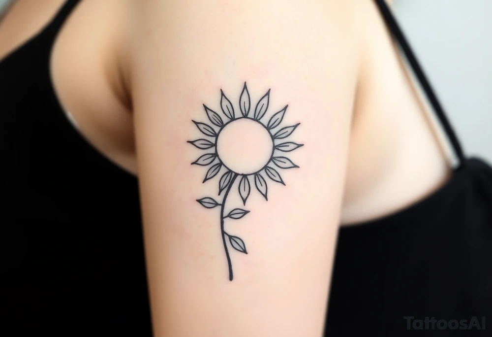 Mystical sun with long leaning stem like a sunflower tattoo idea Mystical sun with long leaning stem like a sunflower tattoo idea