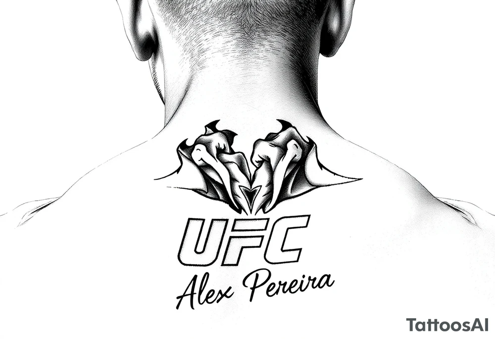 Cinturão do UFC com detalhes vermelhos e o nome de Alex Pereira Poatan ♥ tattoo idea