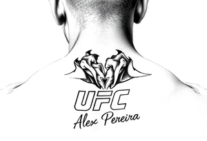 Cinturão do UFC com detalhes vermelhos e o nome de Alex Pereira Poatan ♥ tattoo idea