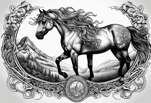 Horse and Yggdrasil tattoo idea