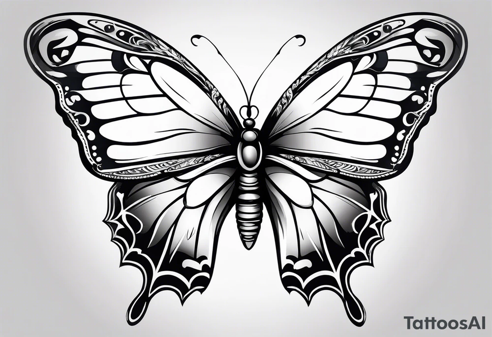 Butterfly with one Angel wing tattoo idea