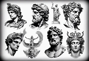 greek god statue realistic tattoo idea