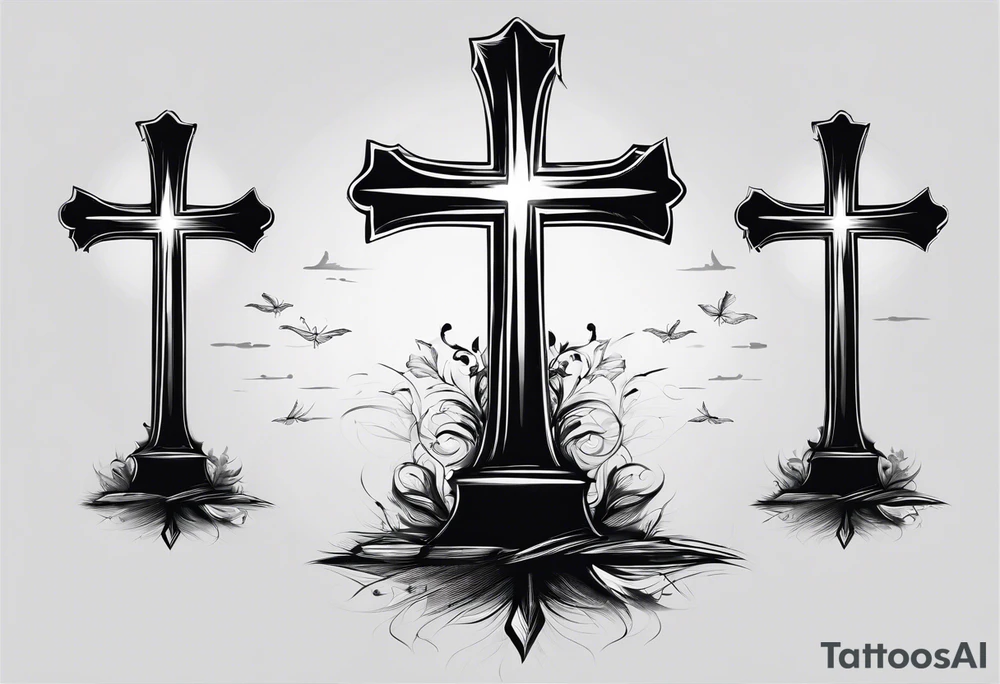 3 crosses with shading and a quote around it tattoo idea