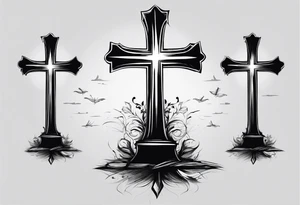 3 crosses with shading and a quote around it tattoo idea
